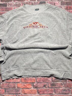Vintage Virginia Tech Hokies Sweatshirt Men 2XL Crewneck Y2K Embroidered Baggy